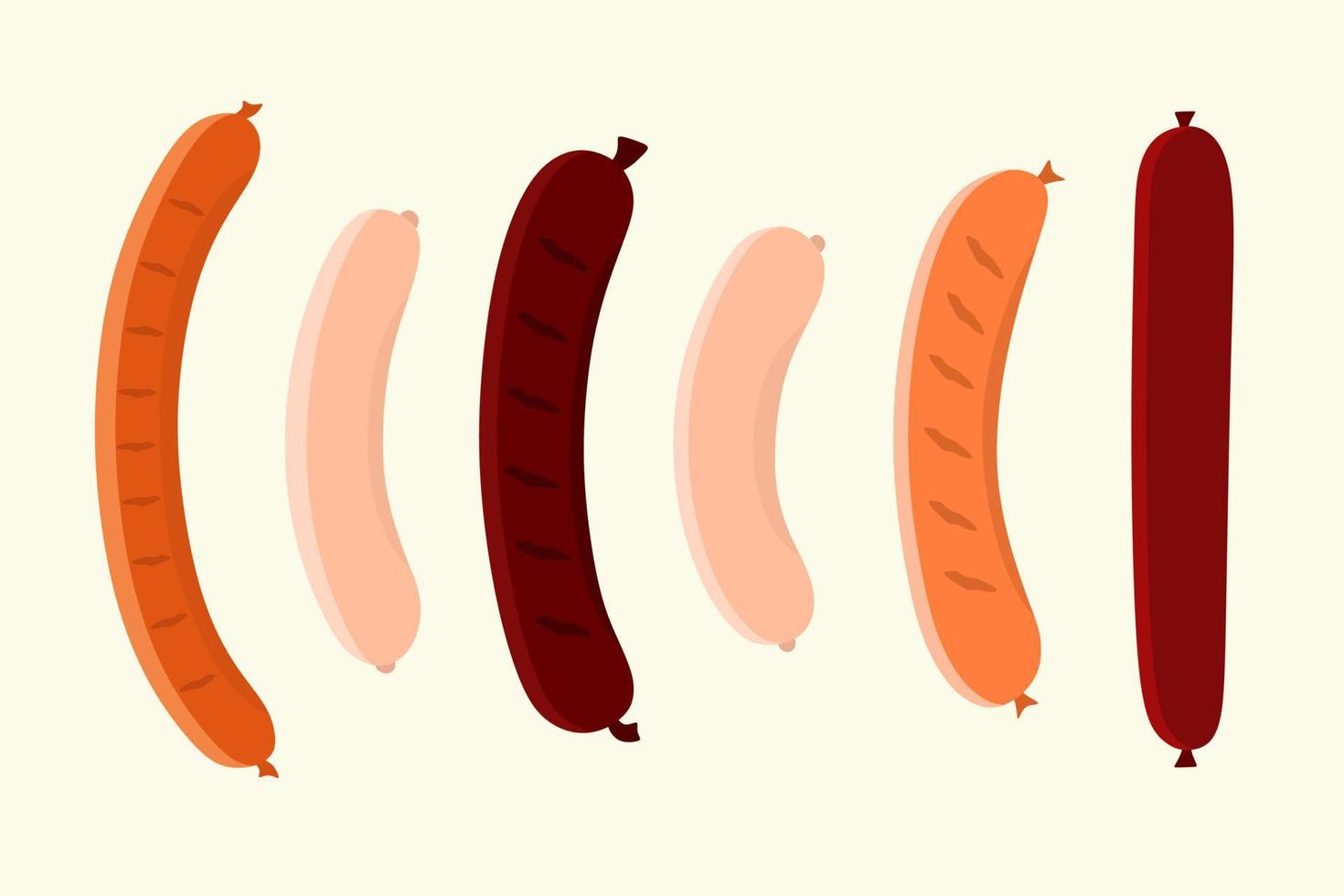 Sausage sausages vector in a flat style. Oktoberfest. Vector illustration  for posters of mobile applications, postcards. 6306060 Vector Art at  Vecteezy