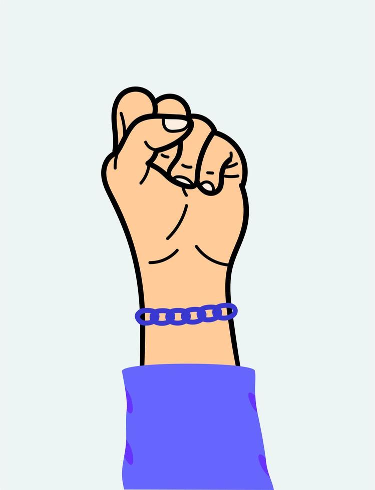 la mano es un gesto de protesta. para uso en textiles, papel de embalaje, souvenirs, impresión, carteles, postales. vector