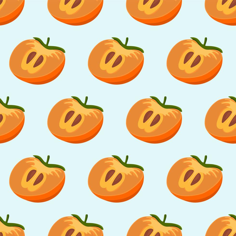 Persimmon pattern vector illustration isolated on a blue background. A concept for stickers, posters, postcards, websites