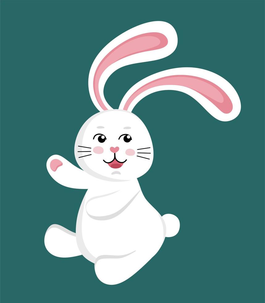 divertido lindo conejo blanco. ilustración de un personaje. ilustración vectorial en un estilo plano. vector