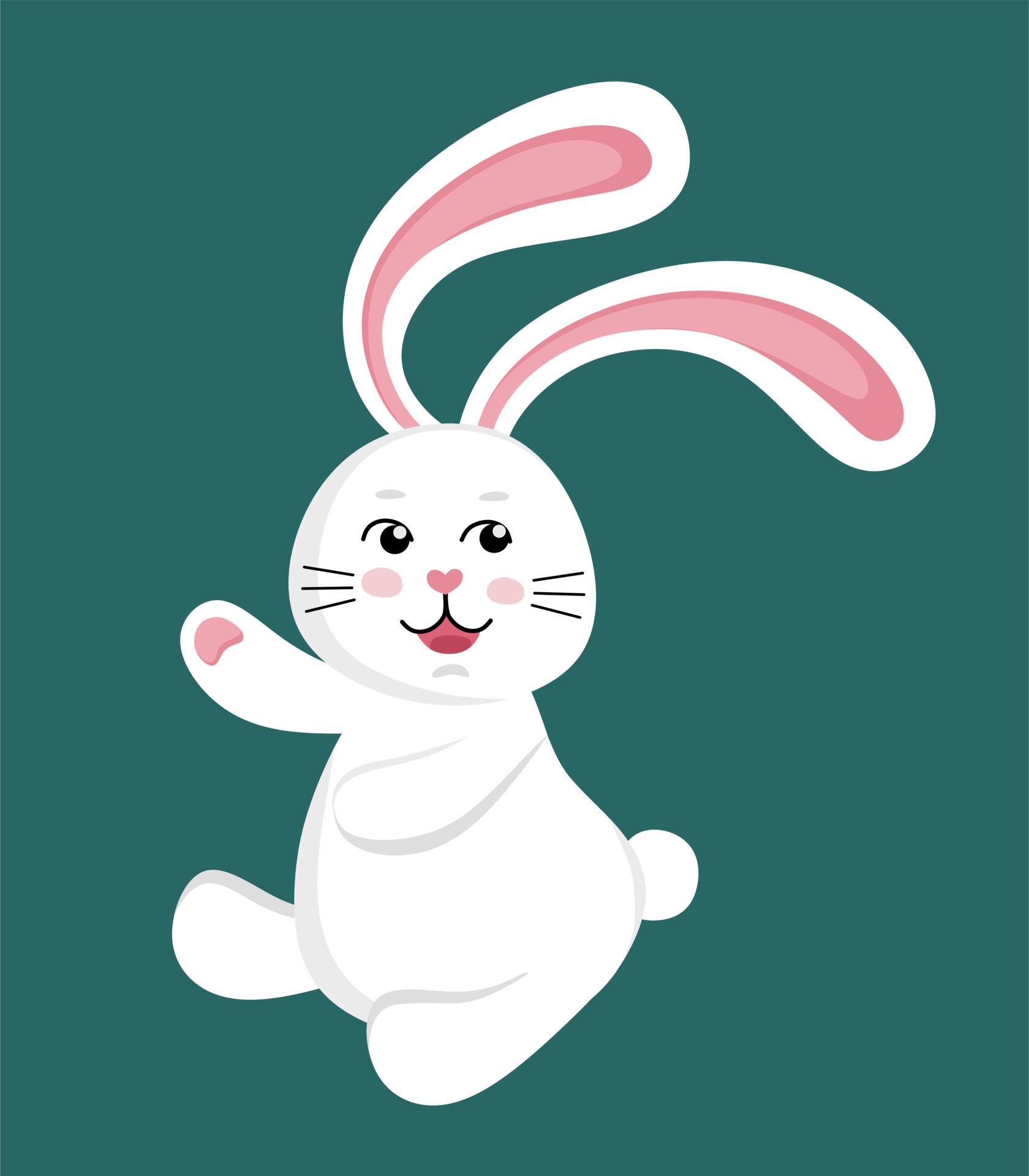 Funny cute white rabbit. Illustration of a character. Vector ...