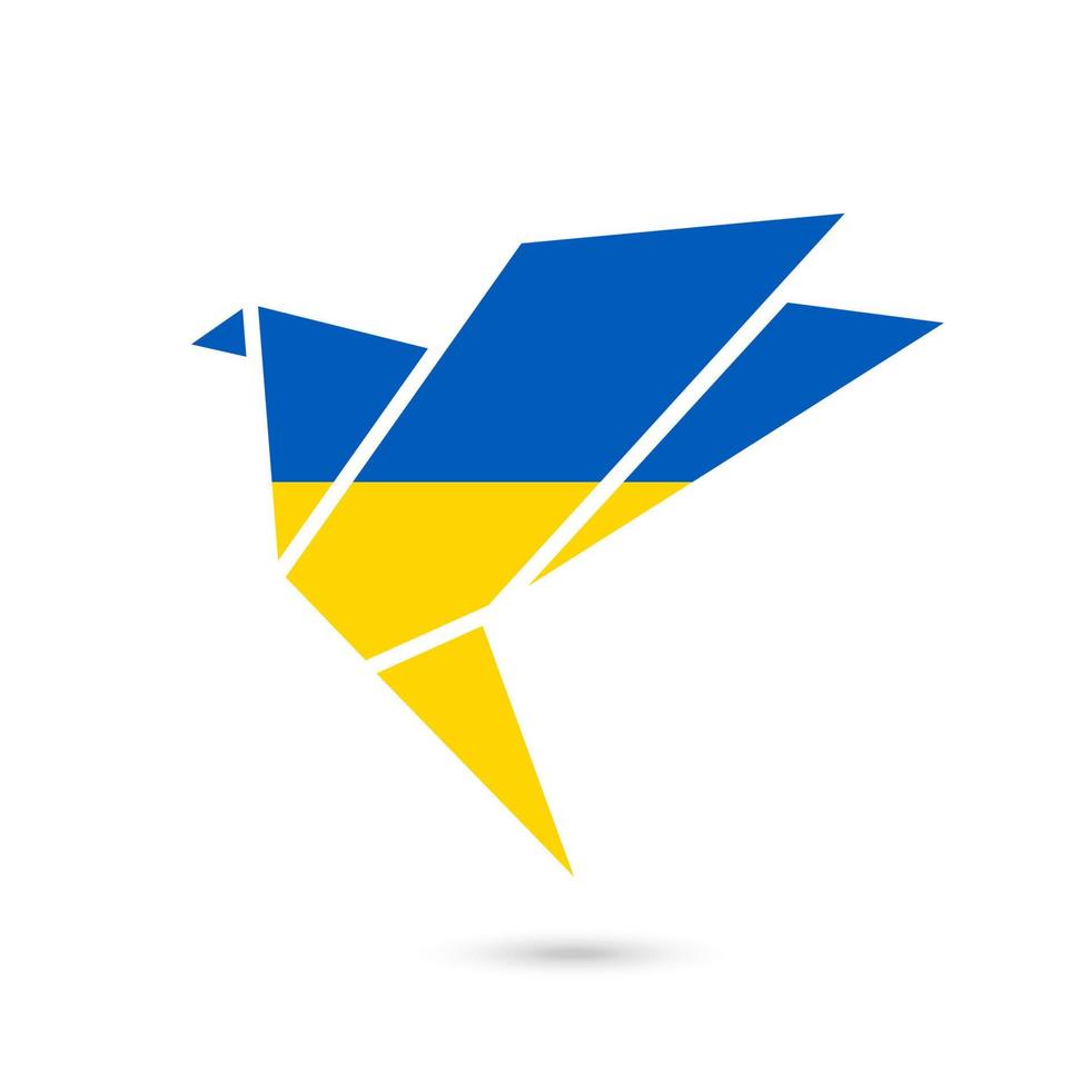 Peace dove in blue and yellow colors. vector