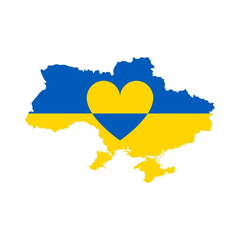Ukraine map with heart icon. Vector Illustration.