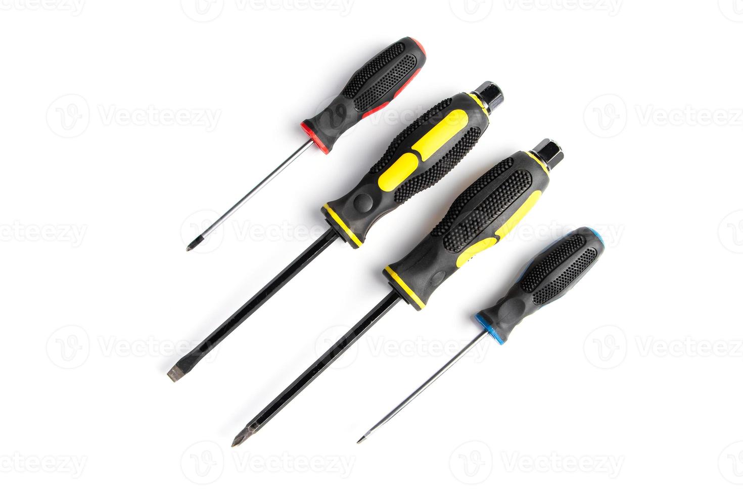 Set of screwdrivers on a white background. photo