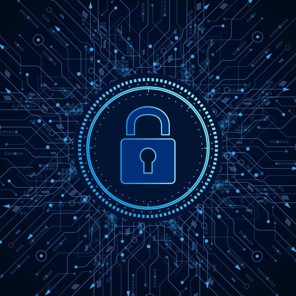 Cyber security technology concept , Shield With Keyhole icon on circuit board , personal data vector