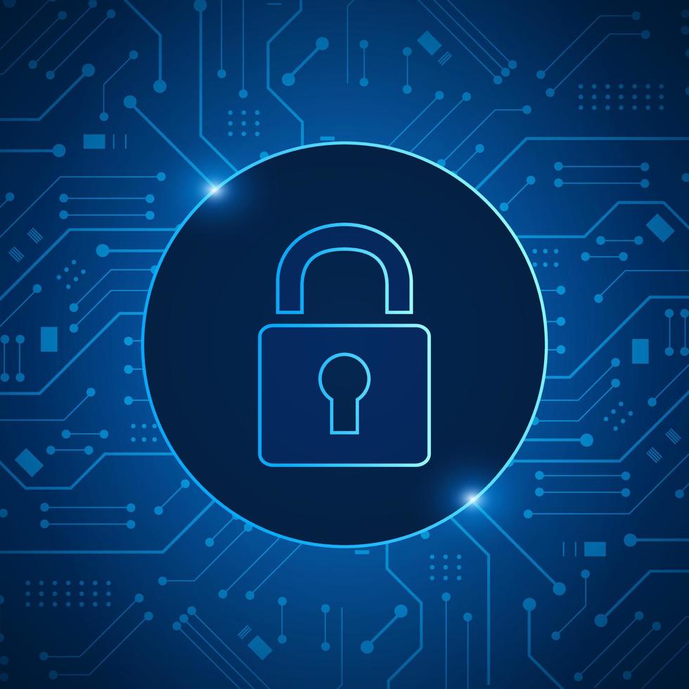 Cyber security technology concept , Shield With Keyhole icon on circuit board , personal data vector