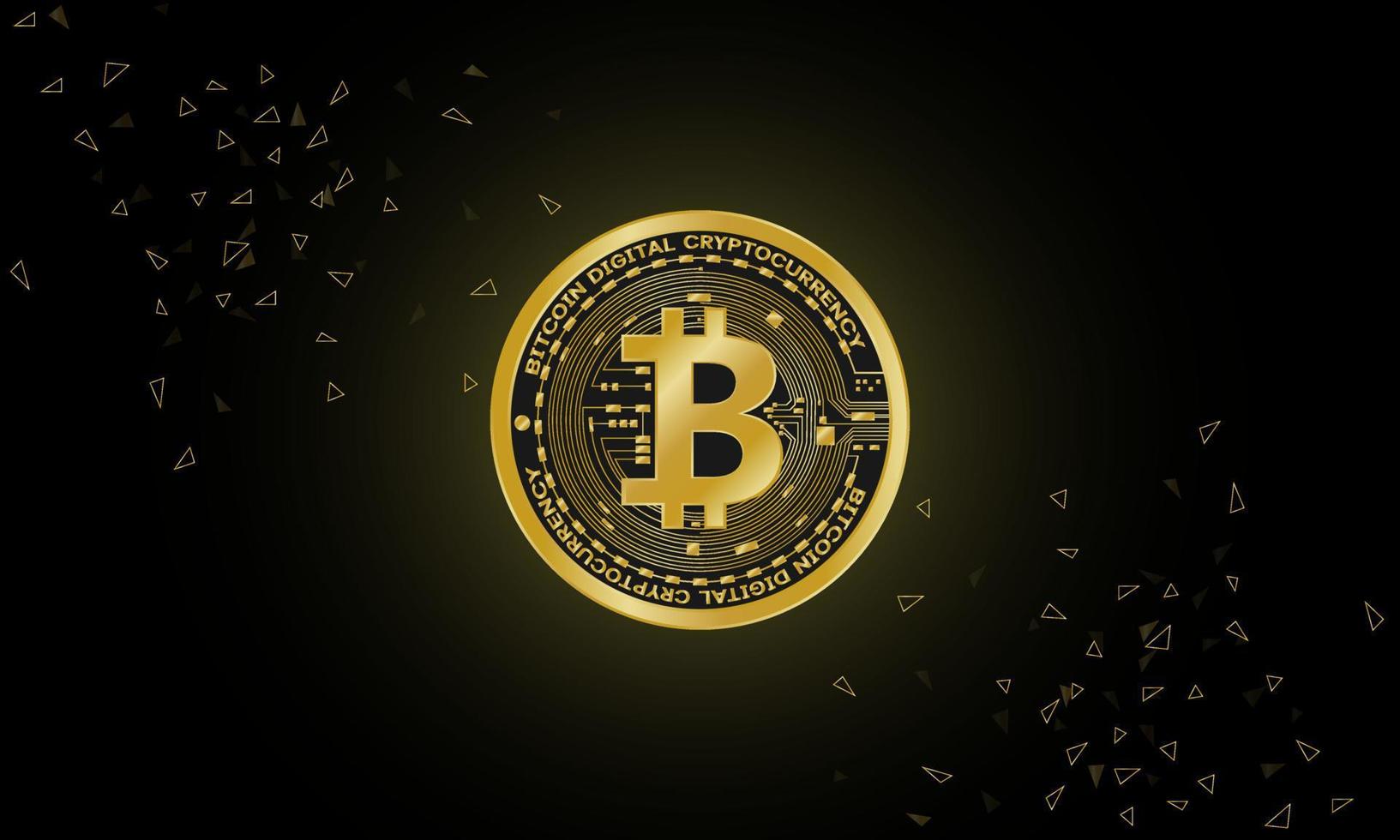 Golden bitcoin digital currency symbols, futuristic digital money, vector