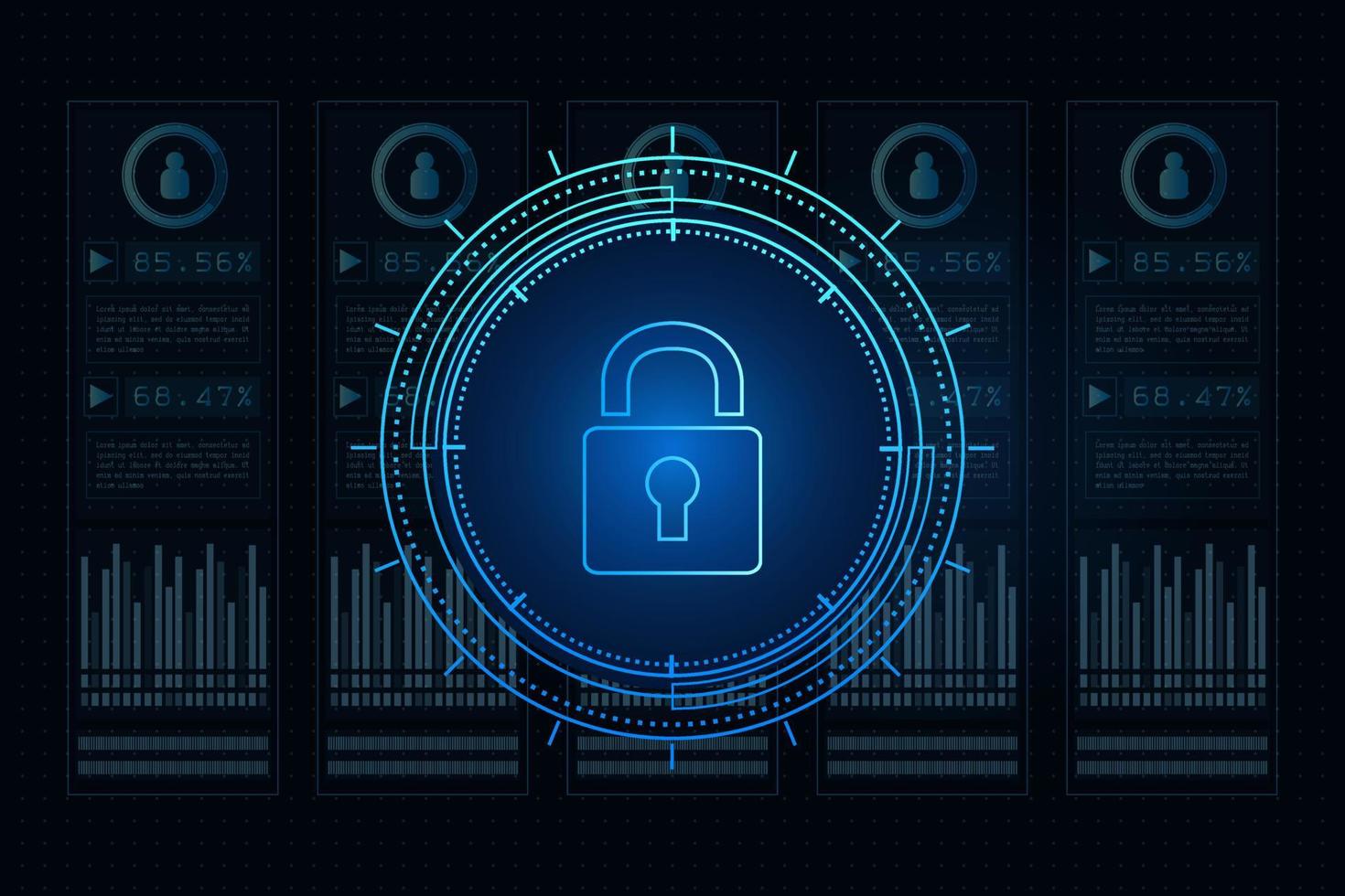 concepto de tecnología de ciberseguridad , escudo con icono de ojo de cerradura en la placa de circuito , datos personales , vector