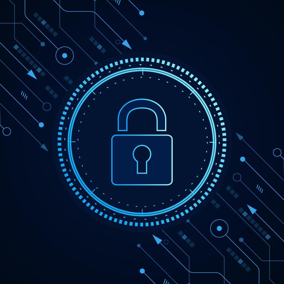 Cyber security technology concept , Shield With Keyhole icon on circuit board , personal data vector