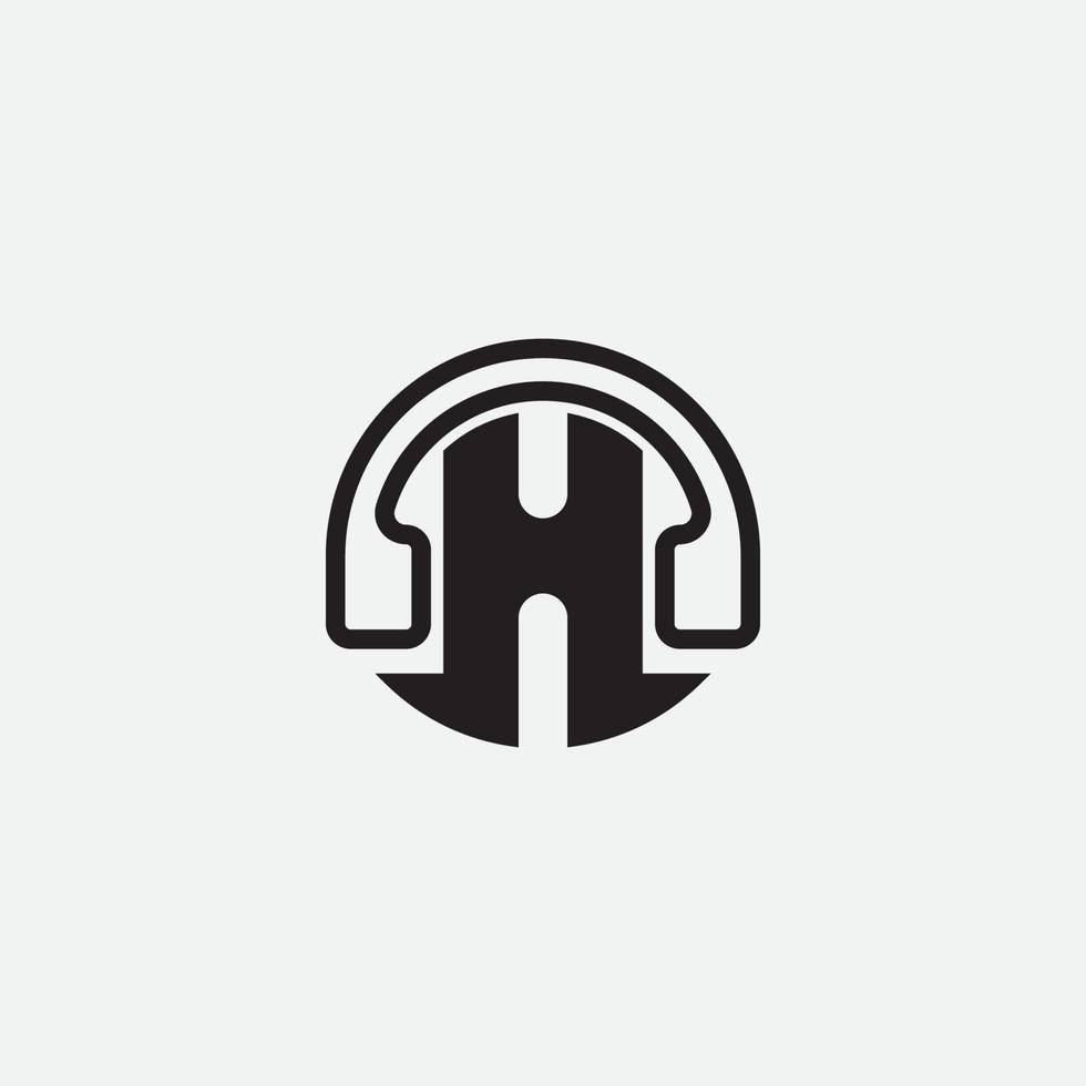 Music logo with initial letter H monogram. Podcast logo or record music studio. vector