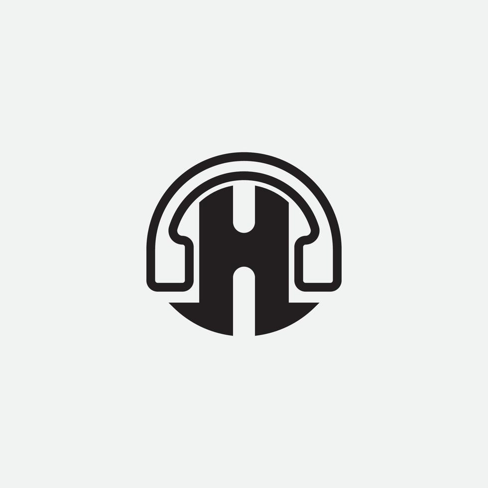 logotipo de música con monograma inicial de la letra h. logotipo de podcast o estudio de grabación de música. vector