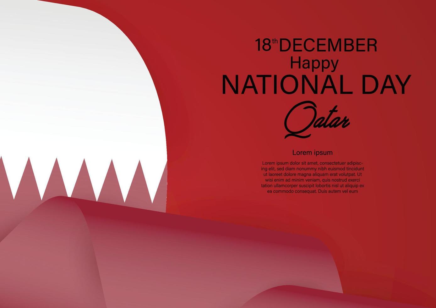 Qatar national day 18 th december with ribbon qatar flag color. vector illustration