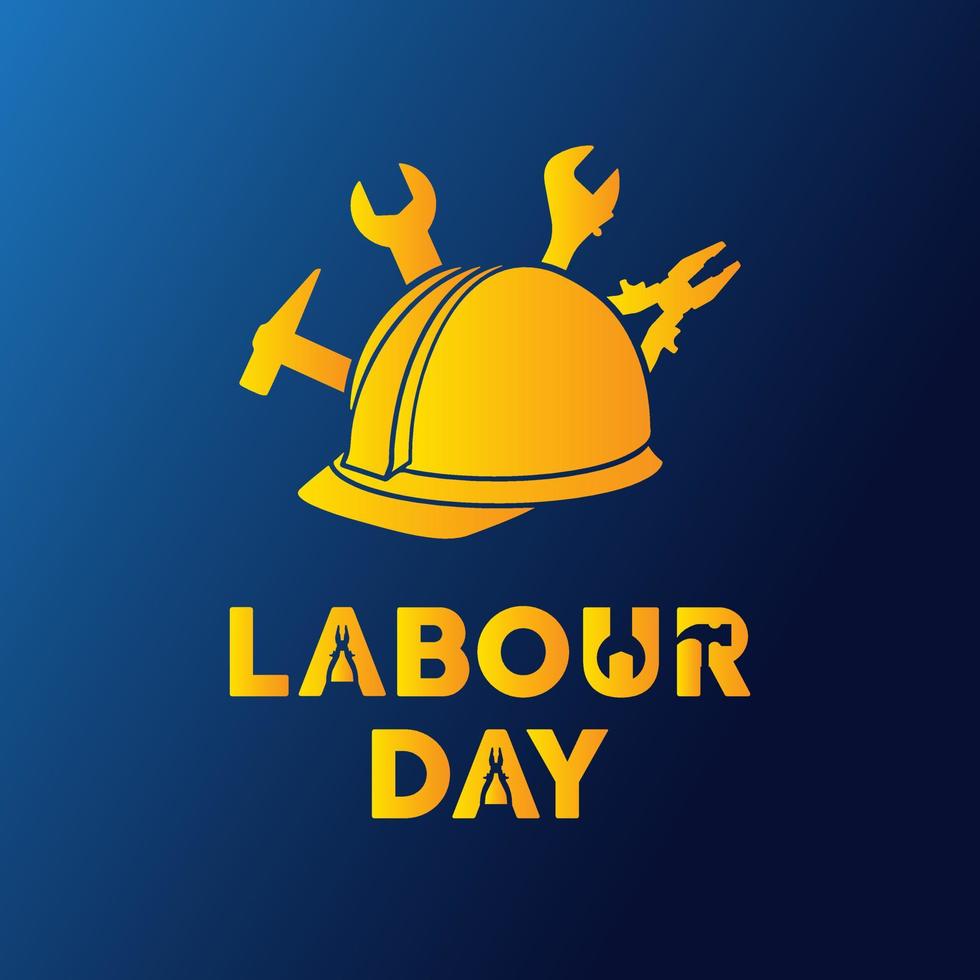 Modern labour day background with Flat design style. Flat design International Labor Day Vector with helm and construction tools