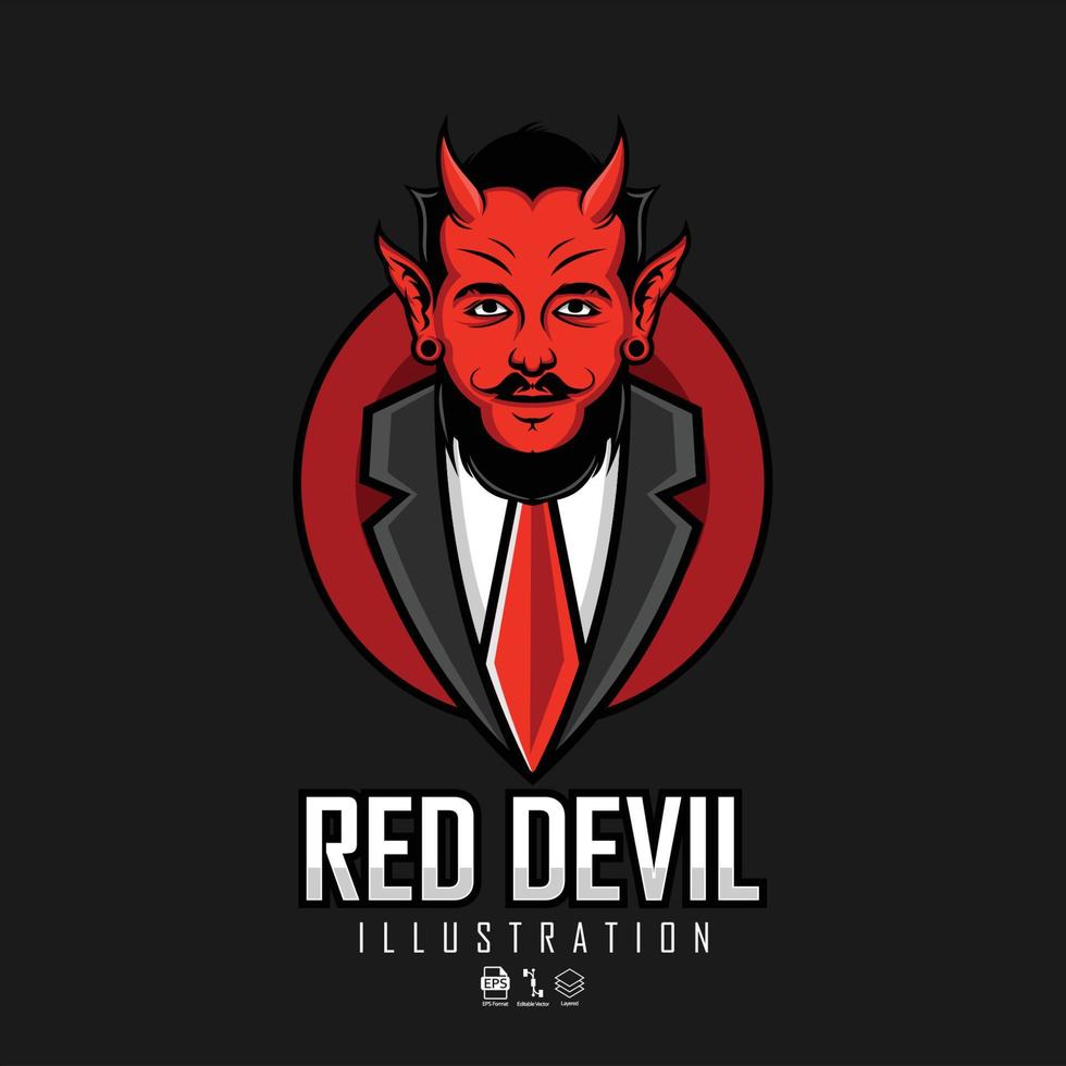 ilustración del diablo rojo con un fondo gris.eps vector