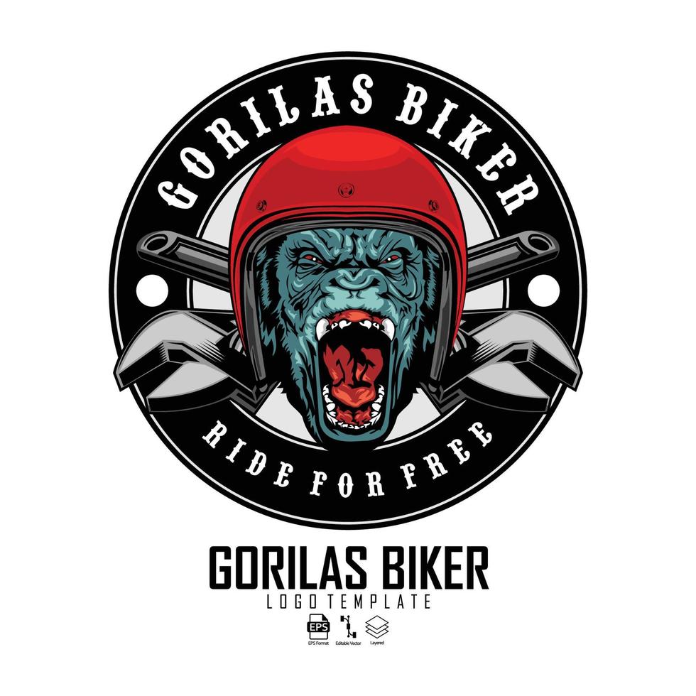 GORILAS BIKER ILLUSTRATION WITH A WHITE BACKGROUND.eps vector