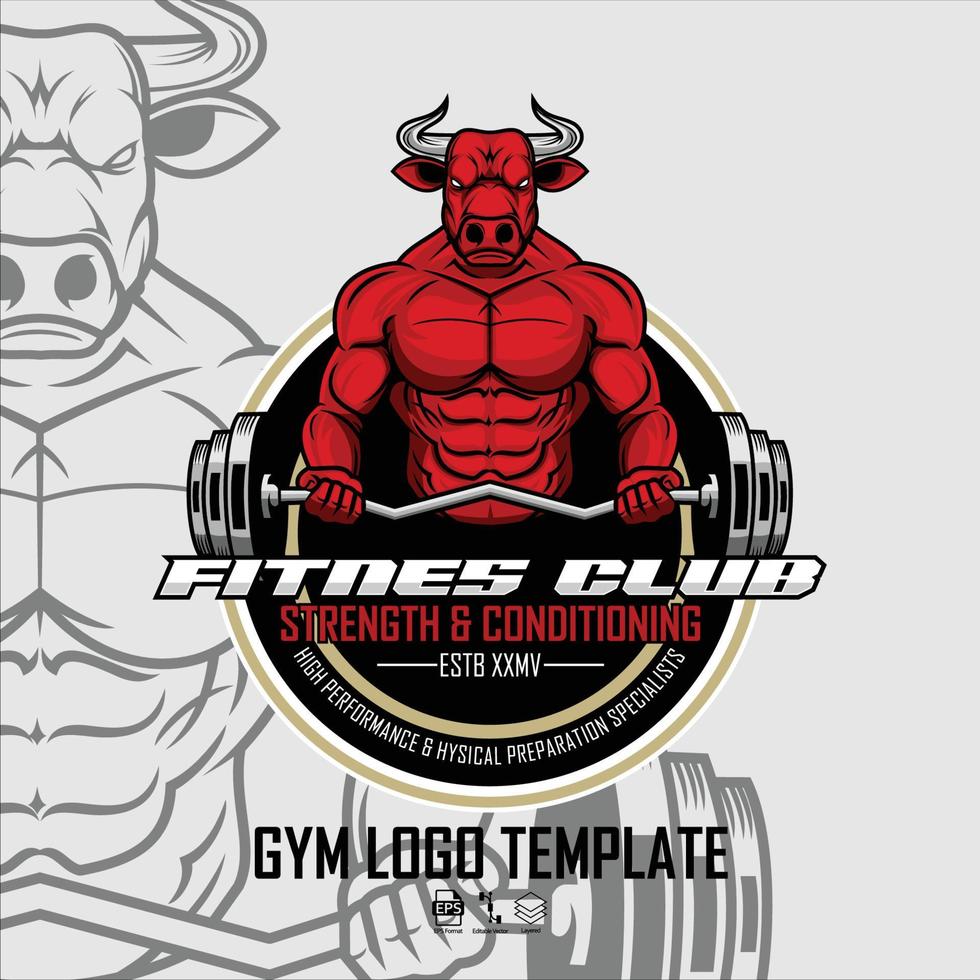 GYM LOGO TEMPLATE WITH GRAY BACKGROUND.eps vector