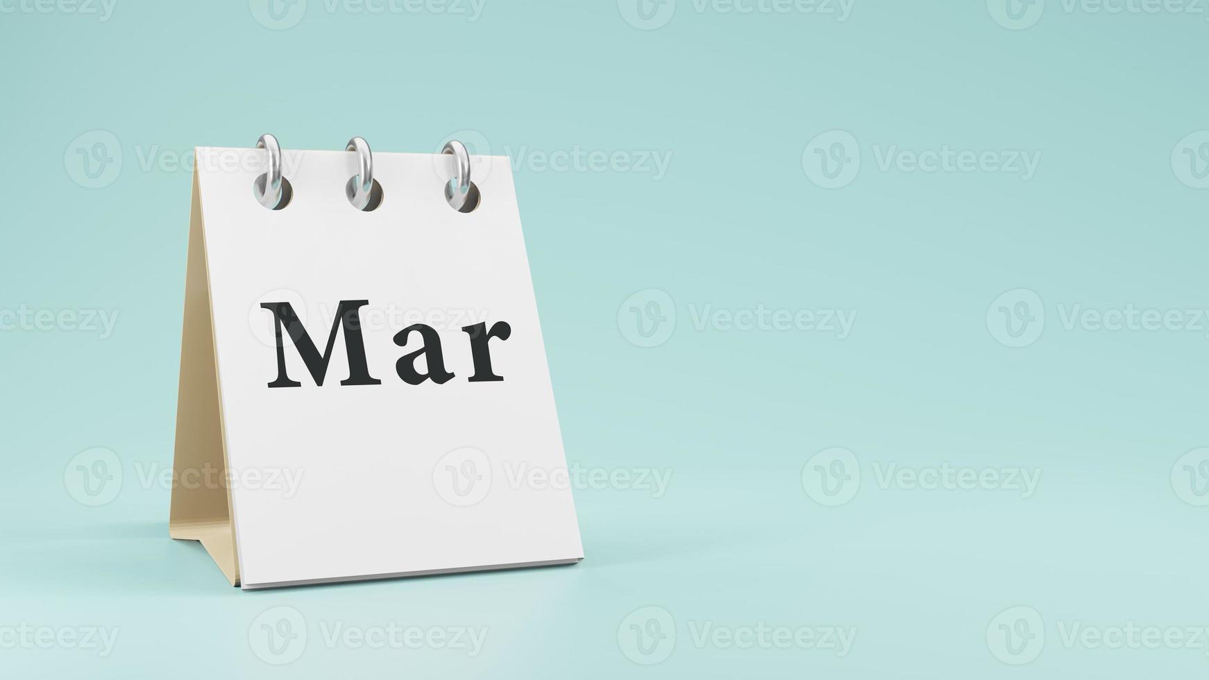 mar en el calendario de escritorio de papel renderizado 3d foto