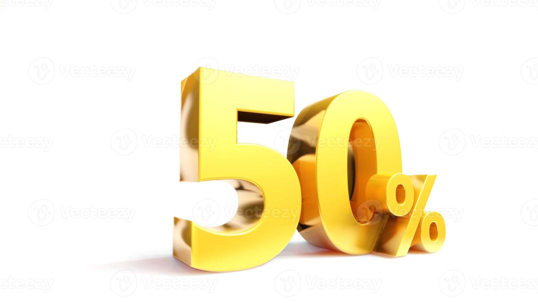 50 percent Golden symbol , 3D render photo