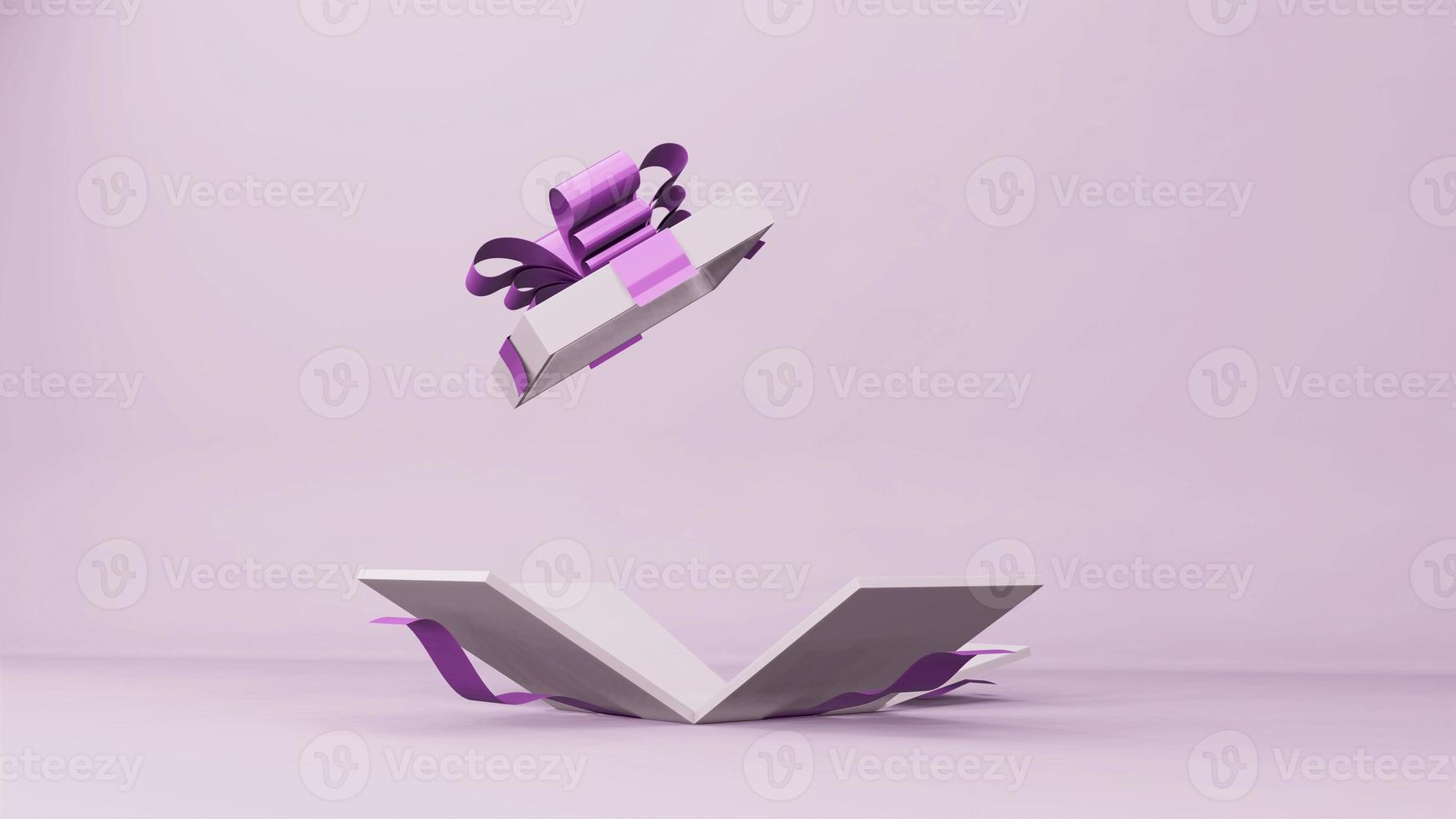 Opened empty the gift box , 3d render photo