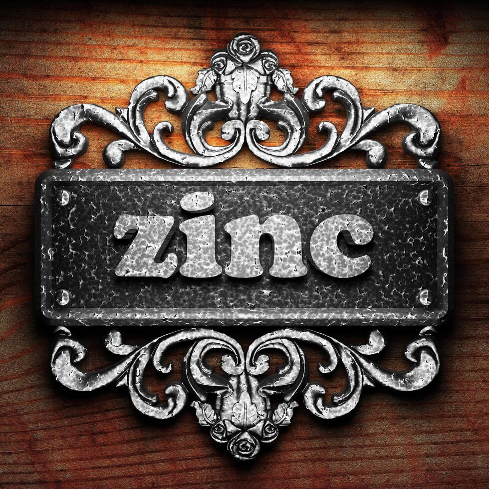 zinc word of iron on wooden background 6308010 Stock Photo at Vecteezy