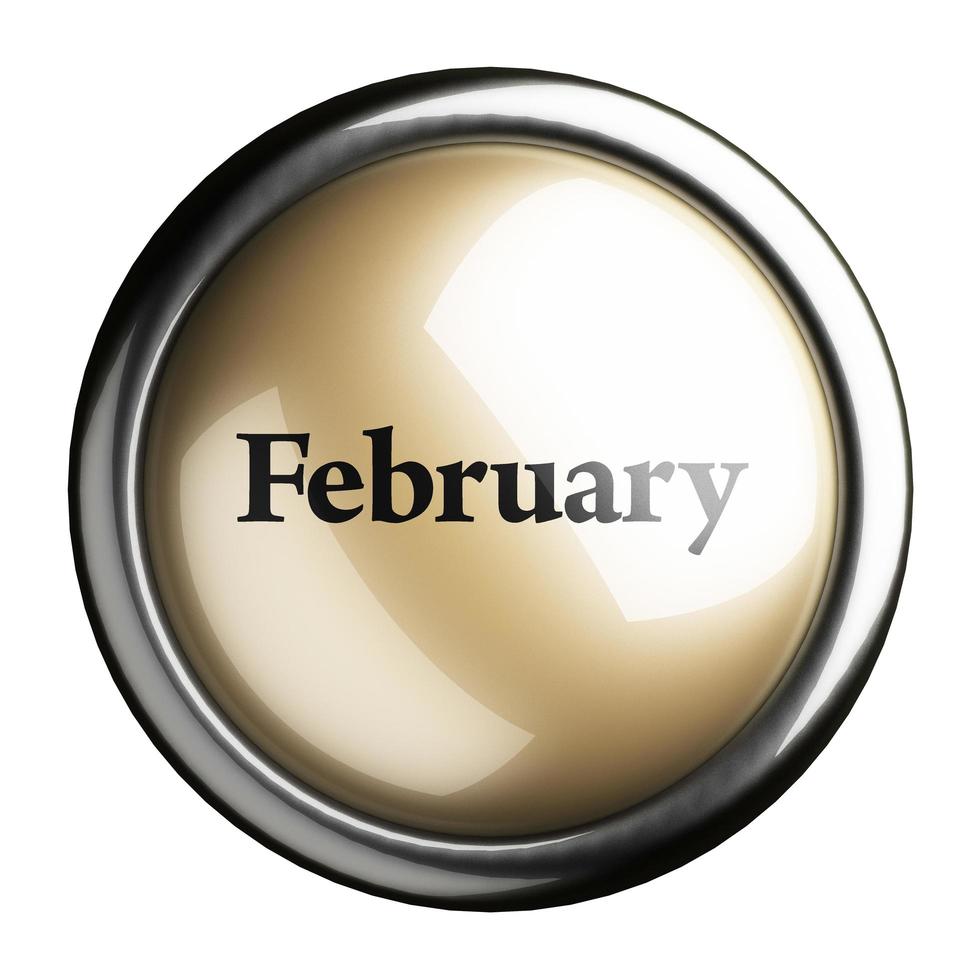 February word on isolated button photo