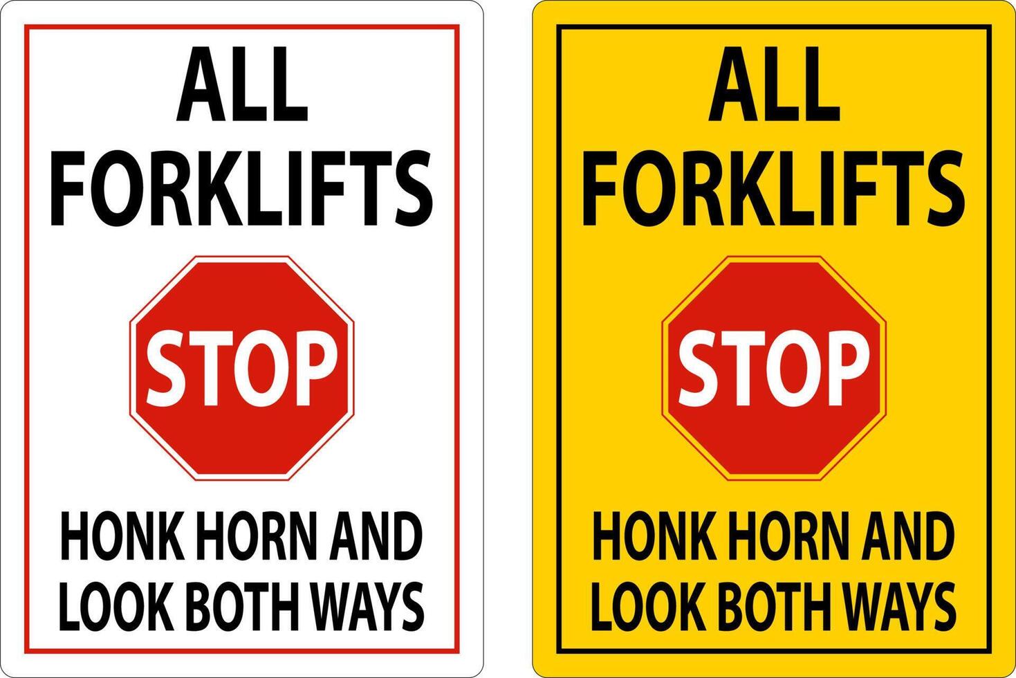 Honk Horn and Look Both Ways Sign On White Background vector