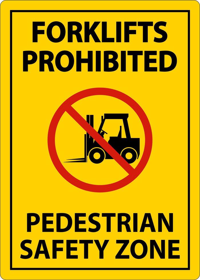 Forklifts Prohibited Safety Zone Sign On White Background vector