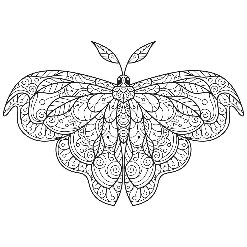 mariposa dibujada a mano para el libro de colorear para adultos vector