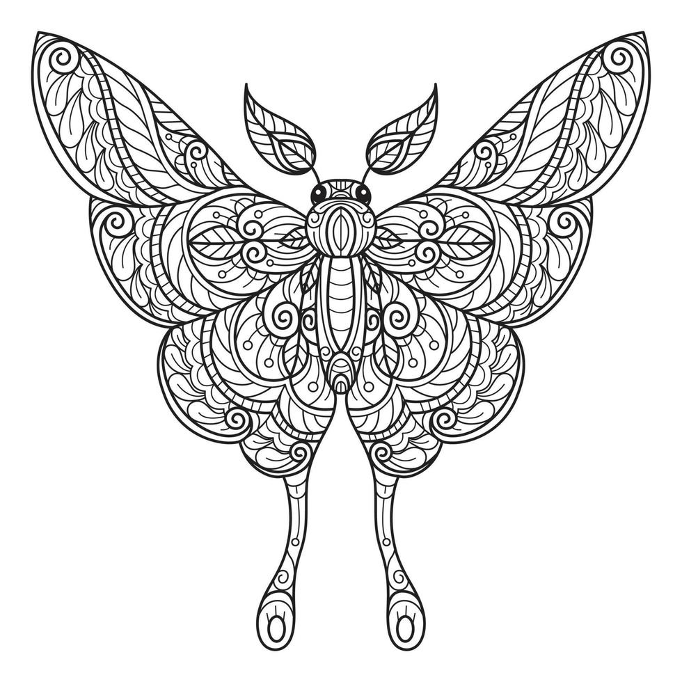 Butterfly beautiful hand drawn for adult coloring book vector
