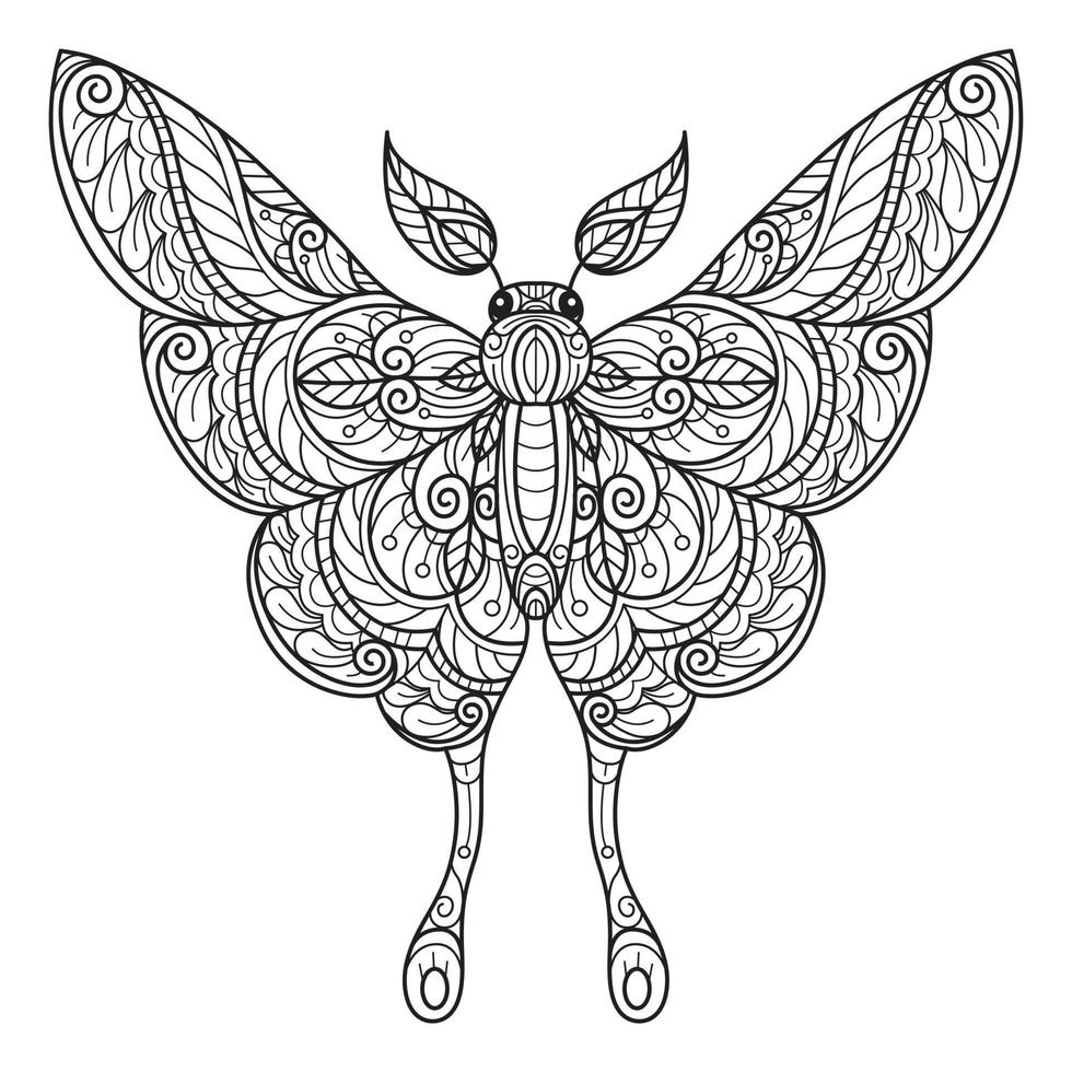 Butterfly beautiful hand drawn for adult coloring book vector