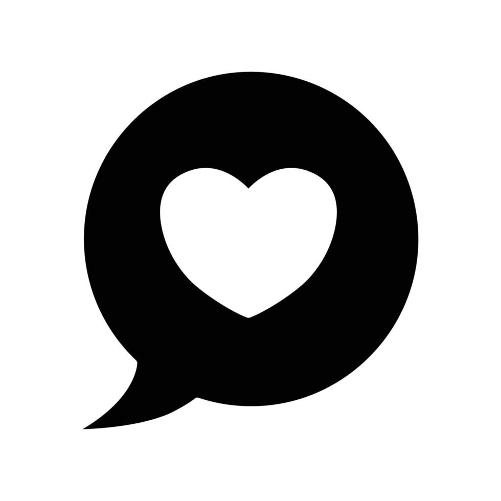 heart chat icon. chat, heart. glyph style. silhouette. Suitable for love icon. simple design editable. Design template vector