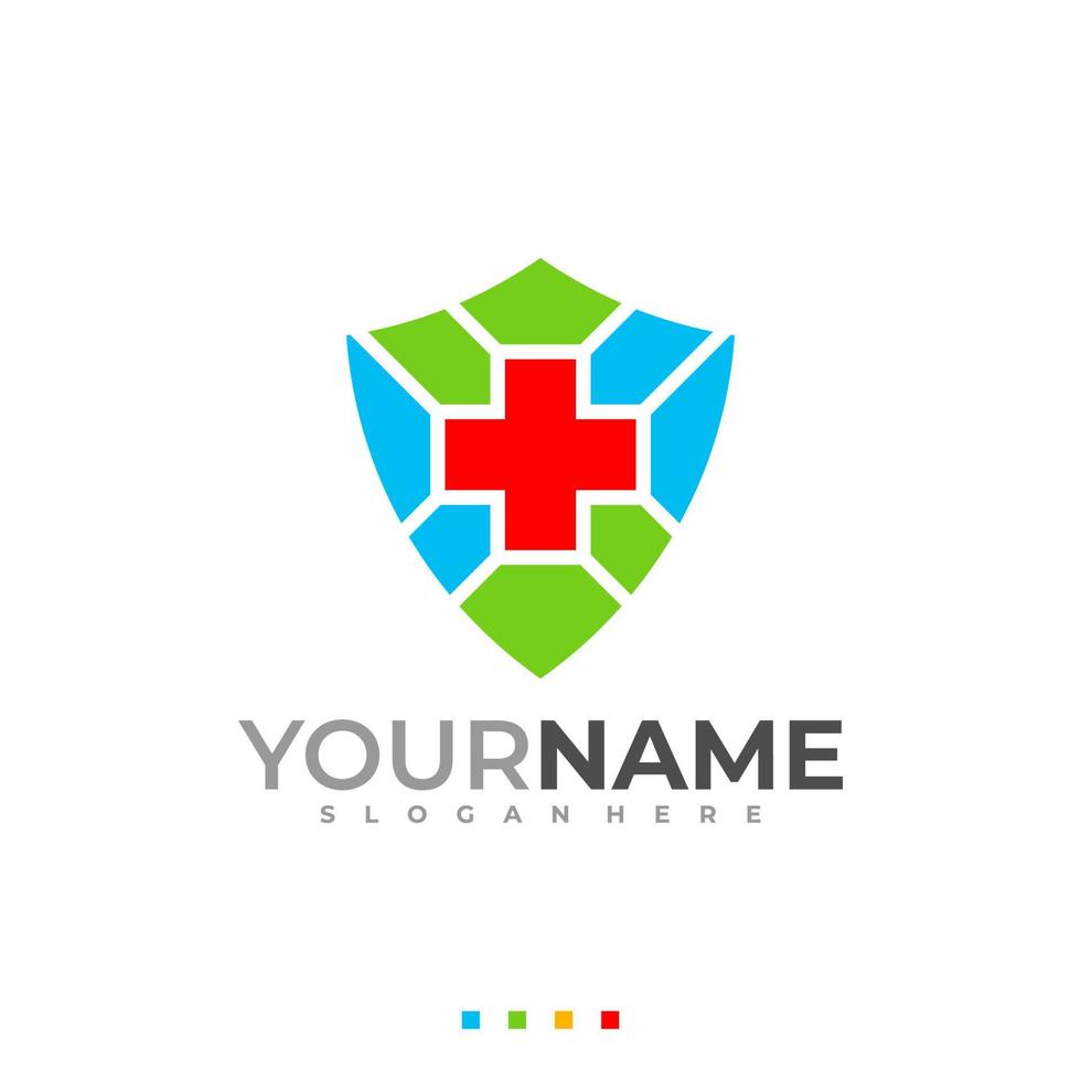 Health Safety Logo Concept. Health Care Medical Shield Vector Logo Design Template Element.