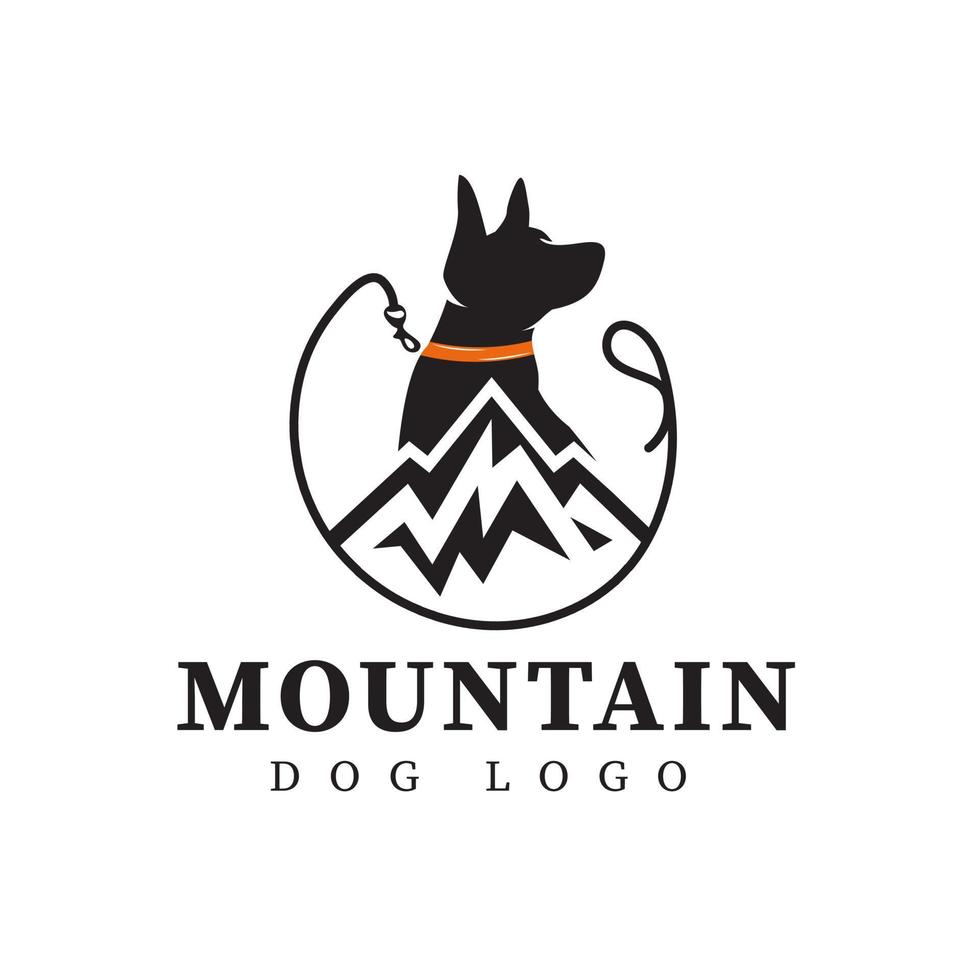 logotipo de perro de montaña. este logotipo también se puede utilizar para un negocio de mascotas o un centro de entrenamiento de mascotas. inspiración para el diseño del logotipo vector