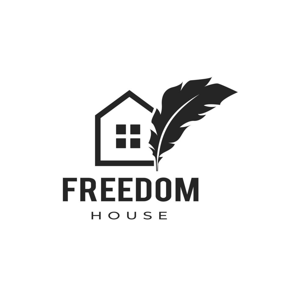 Feather and house logo vector design. Educational logo concept,elegant