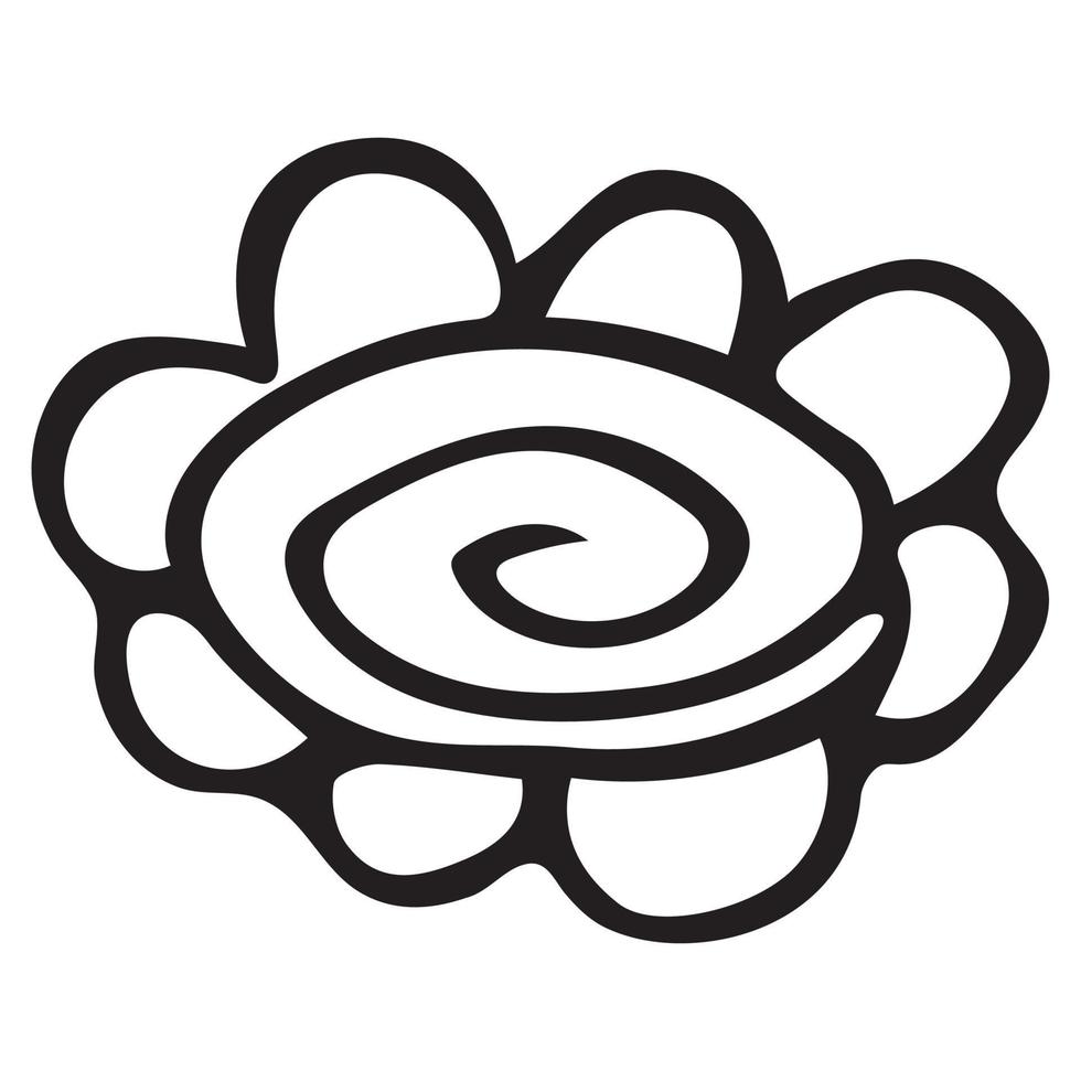 Simple vector flower doodle. Hand drawn outline icon. Floral illustration isolated on white background.