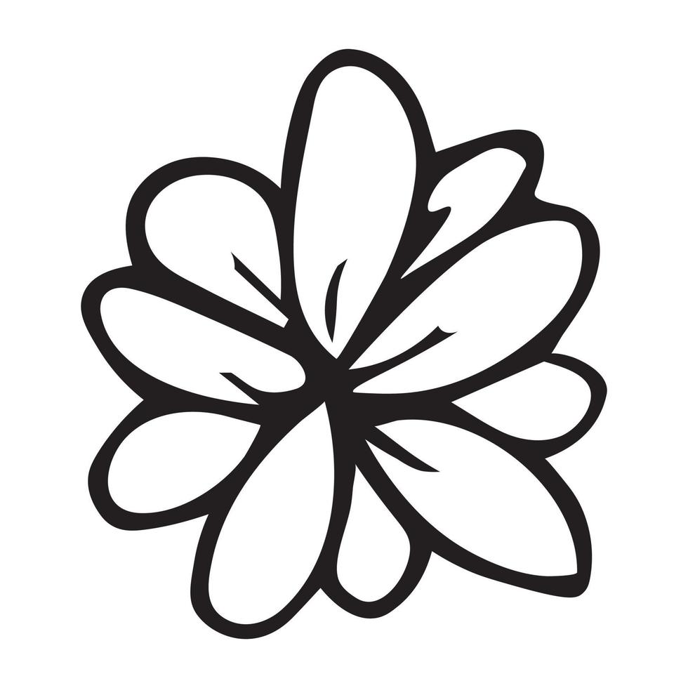 garabato de flor vectorial simple. icono de contorno dibujado a mano. ilustración floral aislado sobre fondo blanco. vector
