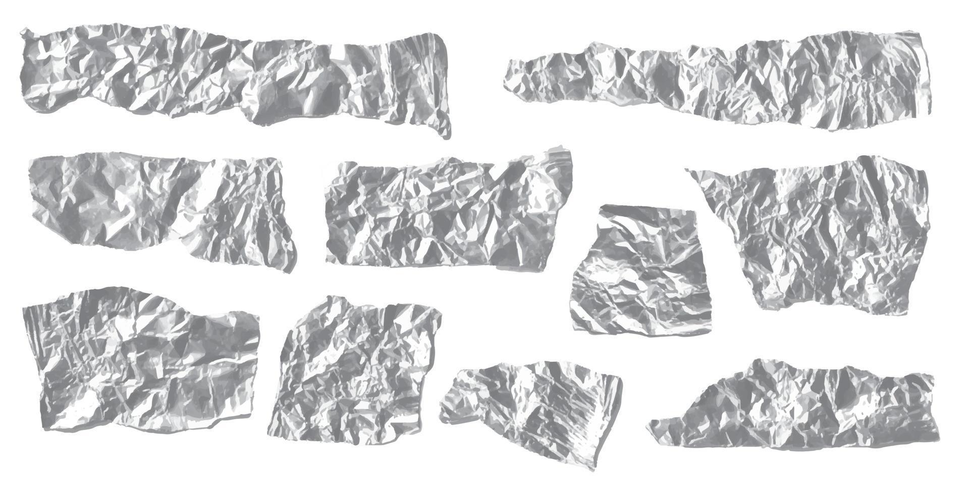 Vector illustration of silver rumpled foil texture. Graphics background for design.
