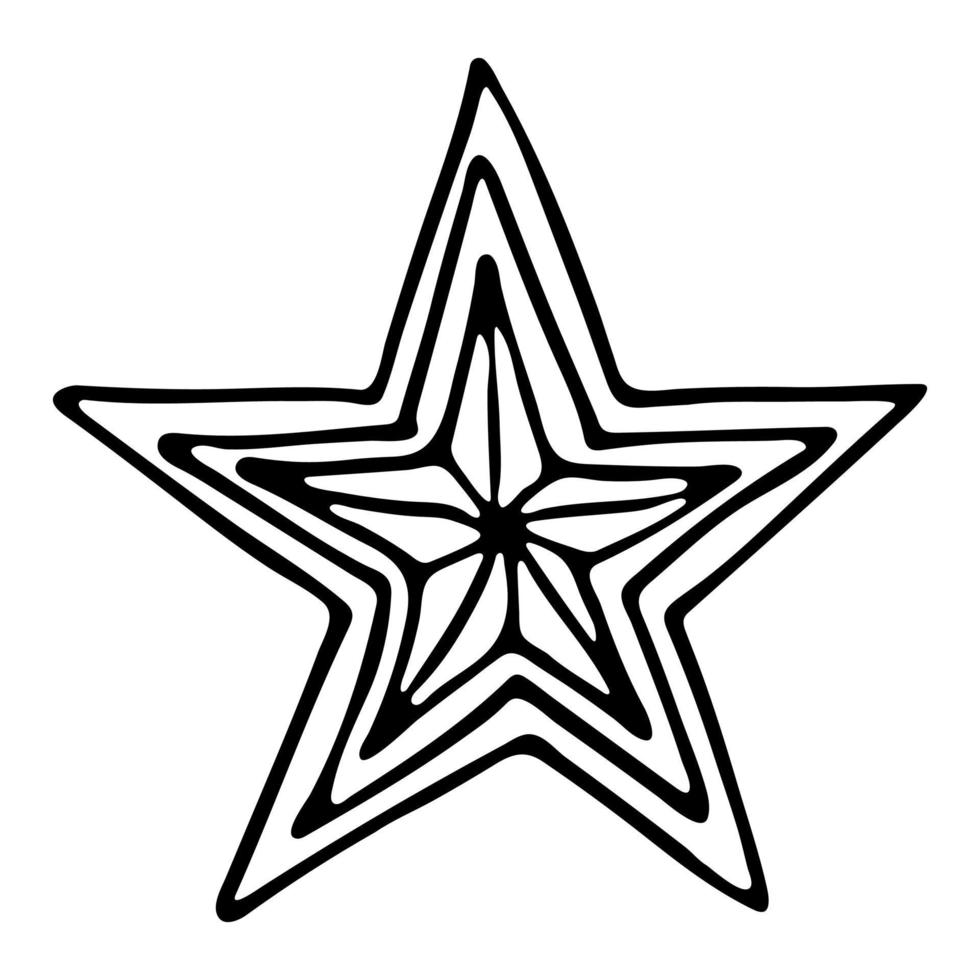 Vector hand drawn star. Cute doodle star illustration isolated on white background.