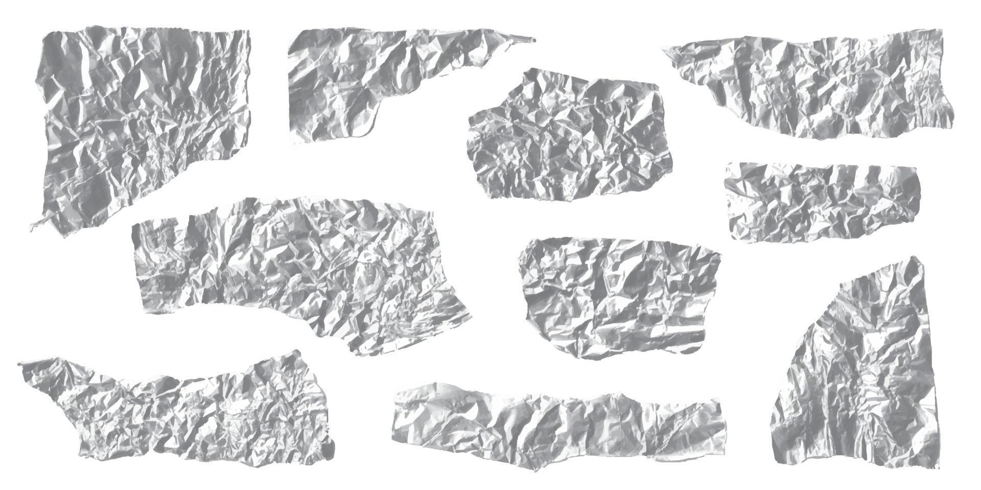 ilustración vectorial de textura de lámina arrugada plateada. fondo de gráficos para el diseño. vector
