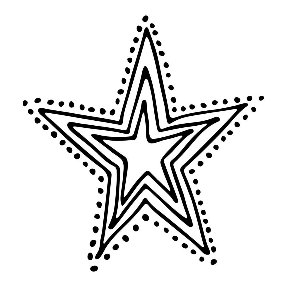 Vector hand drawn star. Cute doodle star illustration isolated on white background.