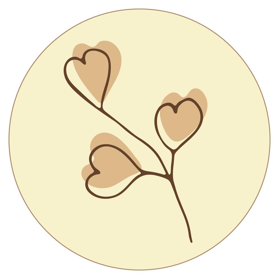 Vector icon and emblem for social media story highlight covers. Design templates for bloggers, photographers and designers. Abstract minimal circle backgrounds with nature leaves.