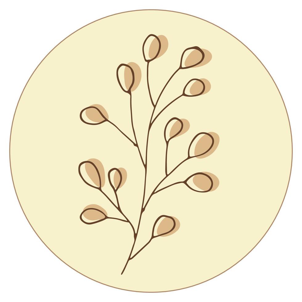 Vector icon and emblem for social media story highlight covers. Design templates for bloggers, photographers and designers. Abstract minimal circle backgrounds with nature leaves.