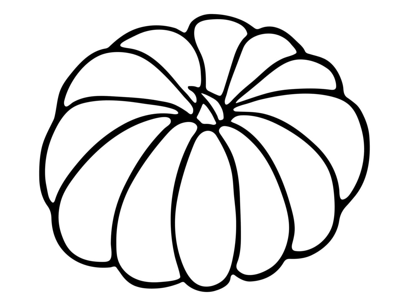 Vector hand drawn illustration of pumpkin. Isolated object on white background. Vegetable harvest clipart. Farm market product. Elements for autumn design, decoration.