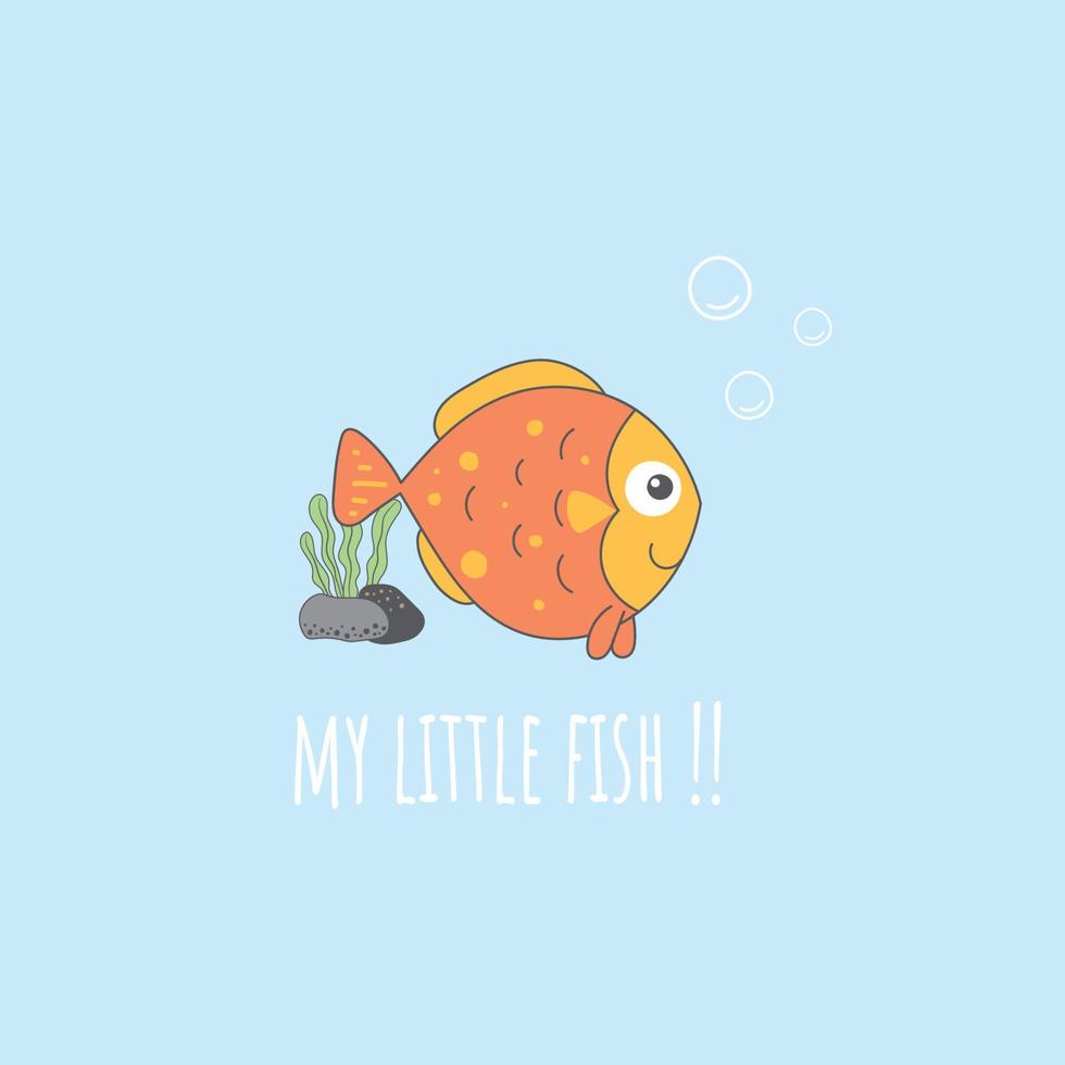 Cute fish illustration in cartoon style vector