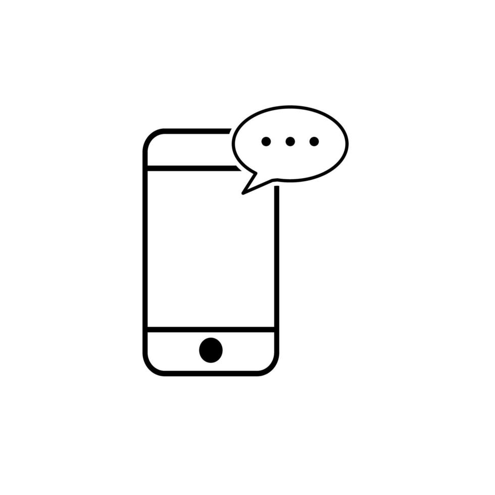 teléfono móvil con vector de burbuja de voz, icono de diseño de línea de redes sociales