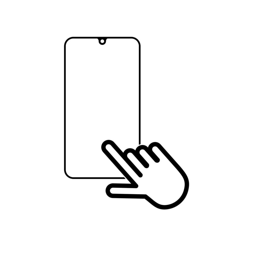 Hand touch screen smartphone icon. Click on the smartphone. Vector icon