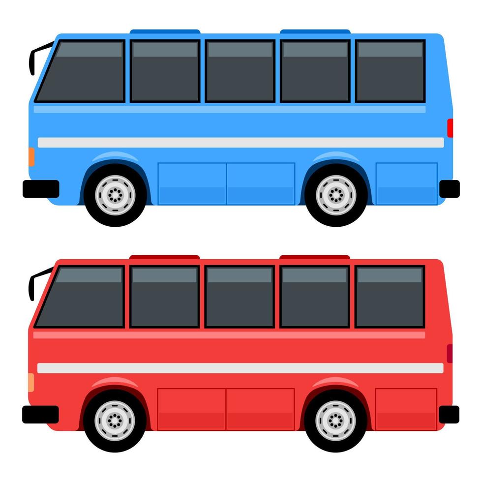 modern bus side view flat cartoon isolated vector