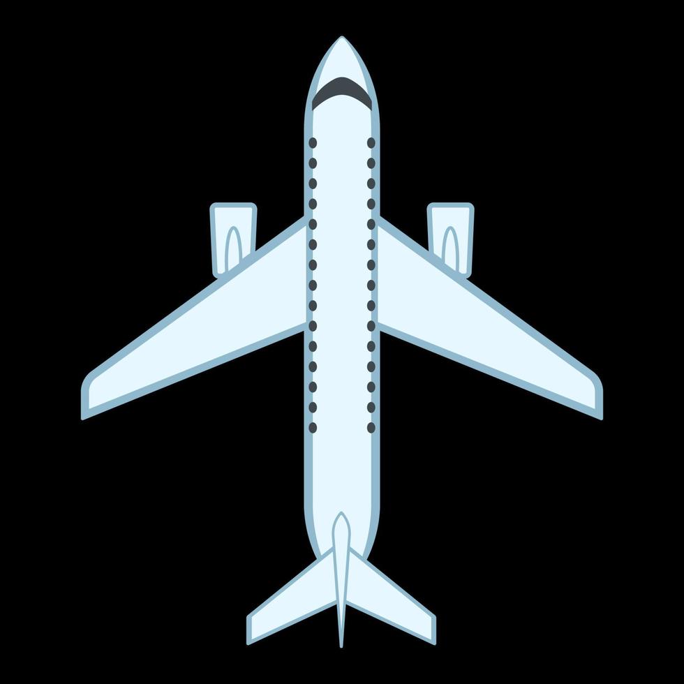 Airplane top view flat cartoon isolated vector