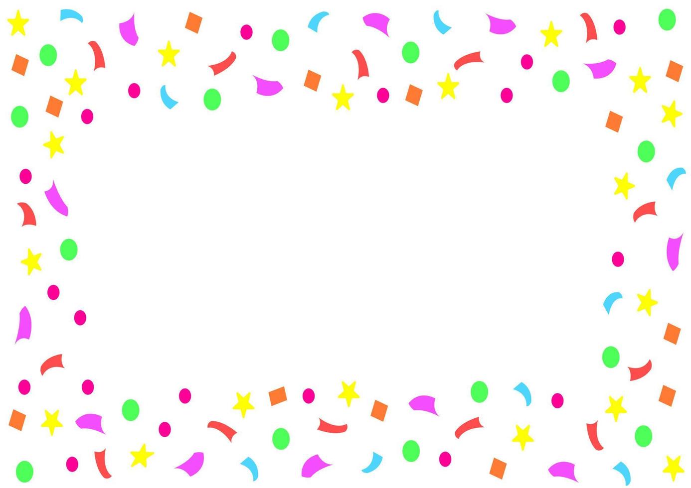 Celebration colorful confetti rectangle frame border isolated vector