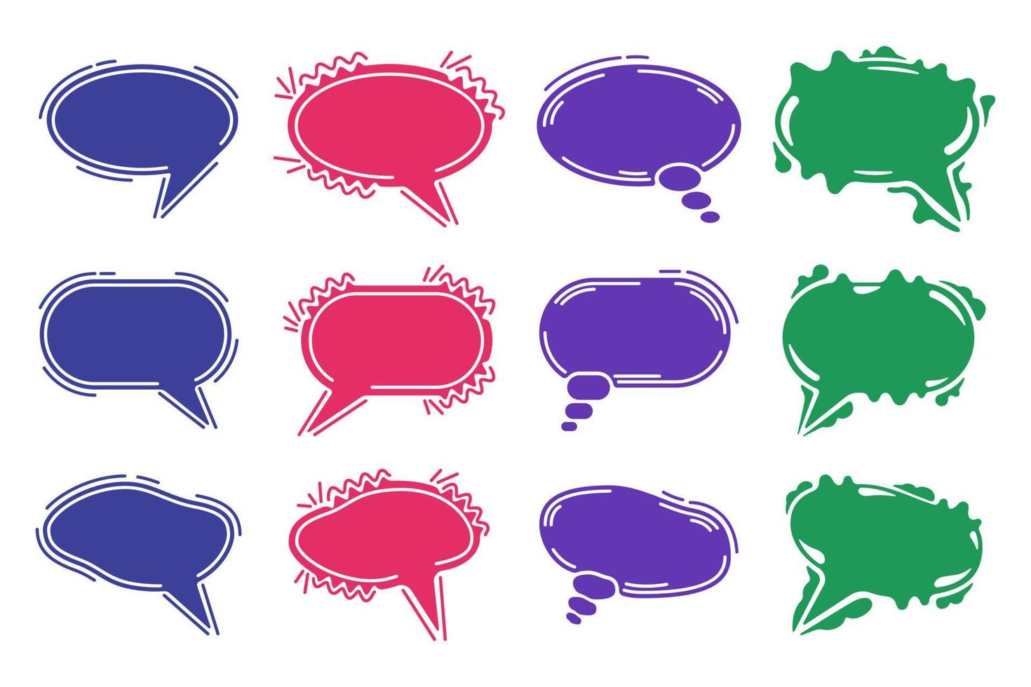 Set speech bubbles flat cartoon isolated vector